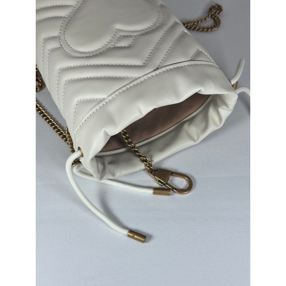 Gucci marmont mini bucket bag 19x17cm white Bags