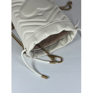 Gucci marmont mini bucket bag 19x17cm white Bags
