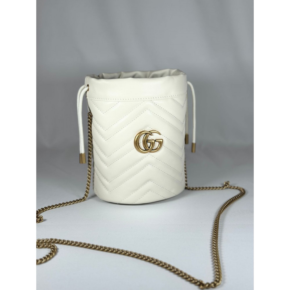 Gucci marmont mini bucket bag 19x17cm white Bags
