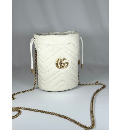Gucci marmont mini bucket bag 19x17cm white