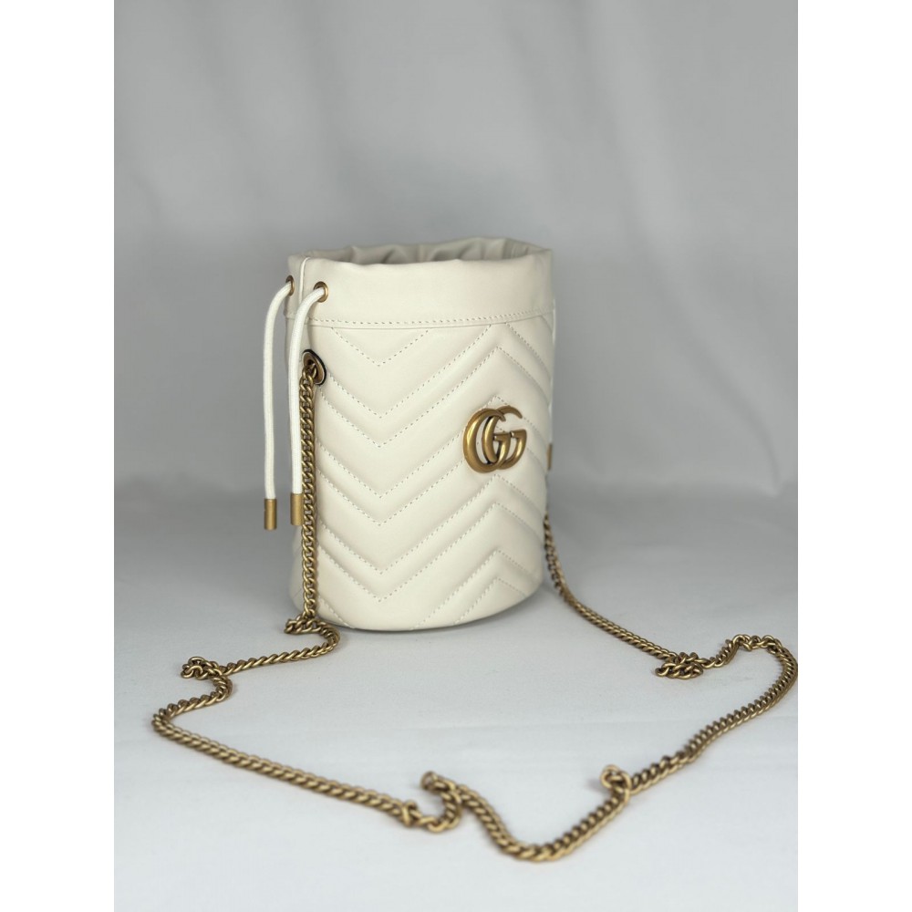 Gucci marmont mini bucket bag 19x17cm white Bags