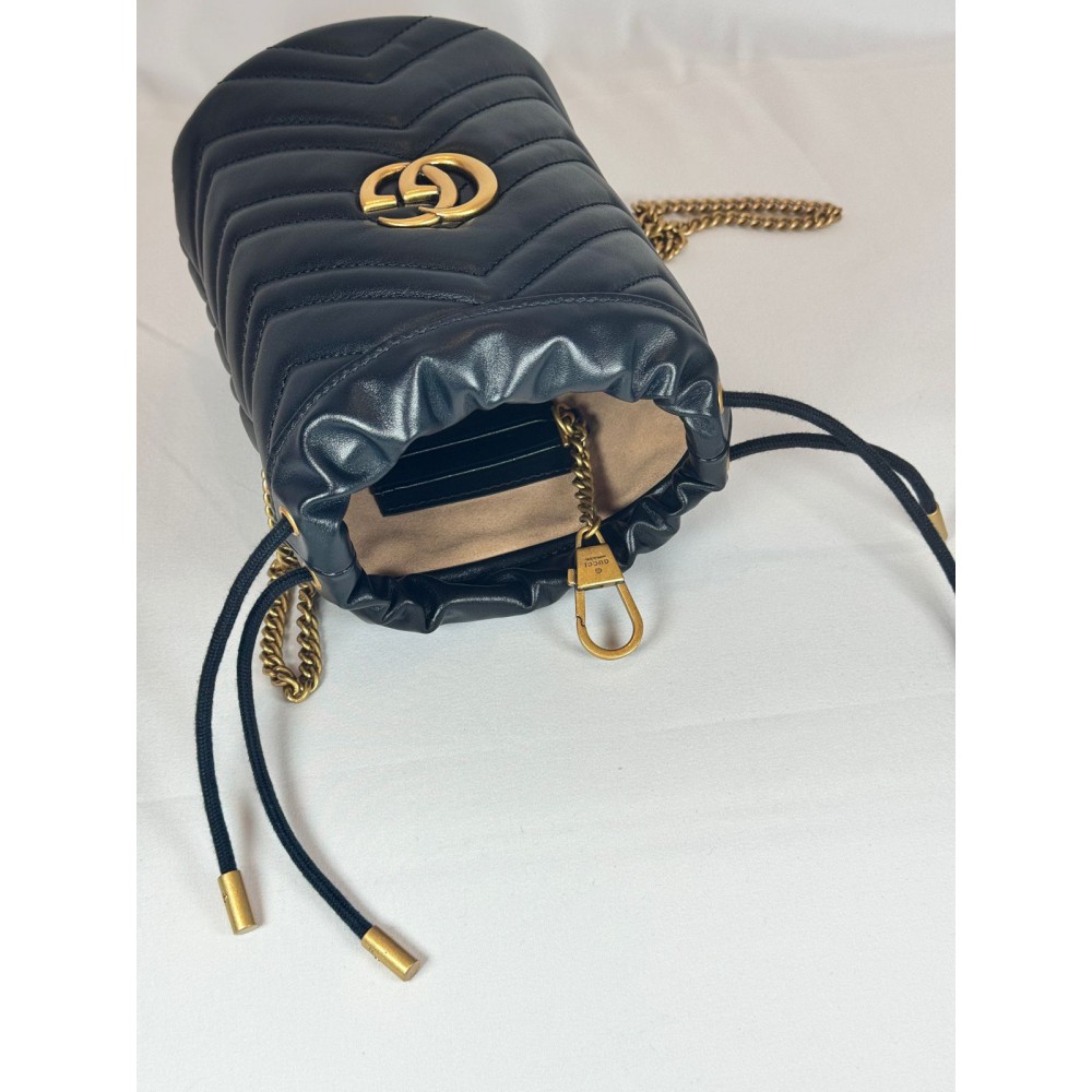Gucci marmont mini bucket bag 19x17cm black Bags