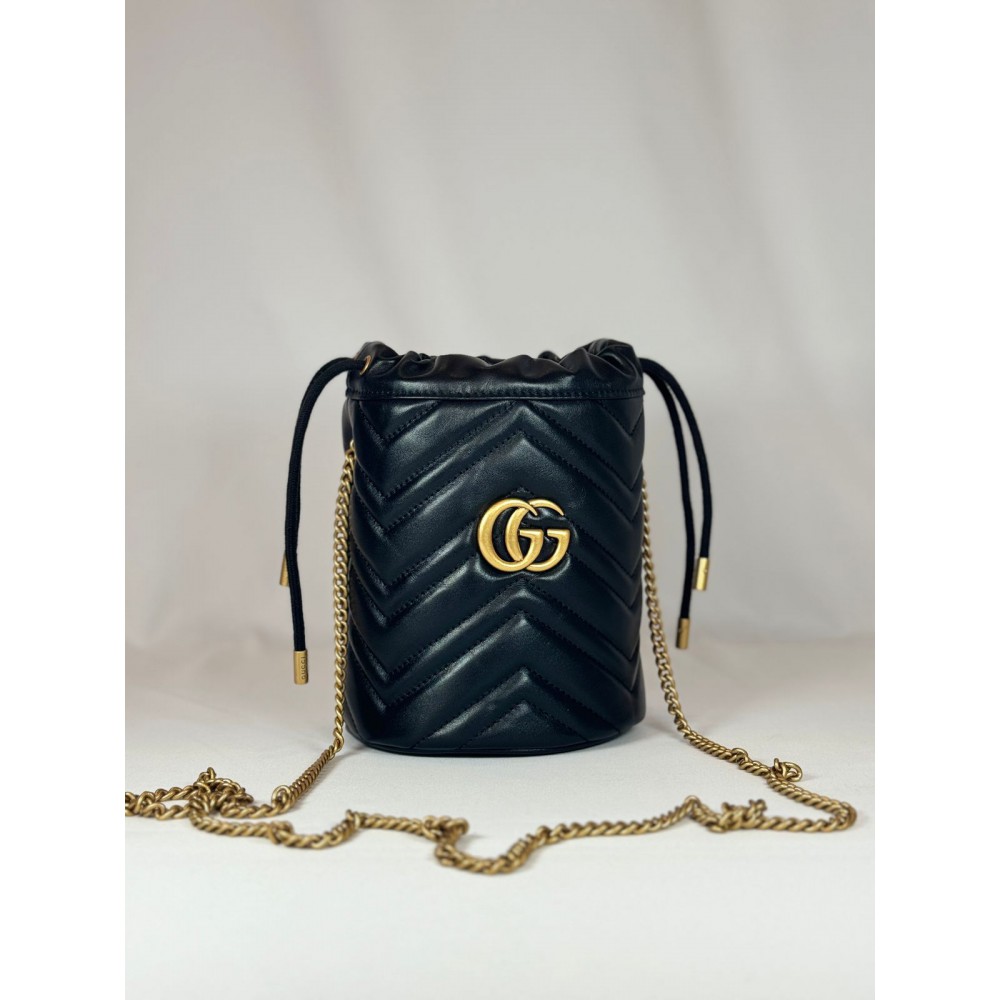 Gucci marmont mini bucket bag 19x17cm black Bags