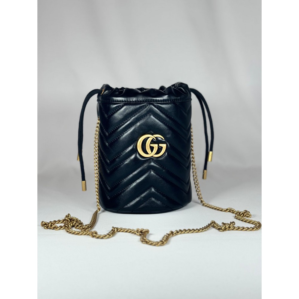 Gucci marmont mini bucket bag 19x17cm black Bags