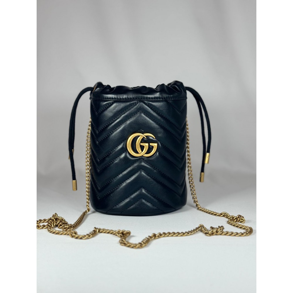 Gucci marmont mini bucket bag 19x17cm black Bags