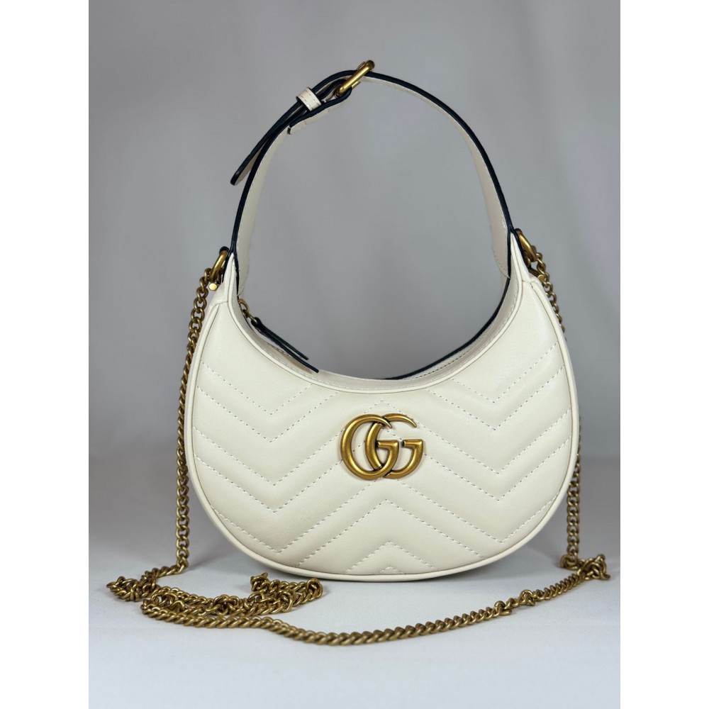 gucci marmont half moon 21x11x5 white leather Shoes