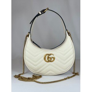 gucci marmont half moon 21x11x5 white leather Shoes