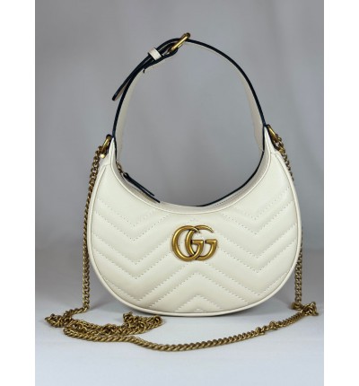 gucci marmont half moon 21x11x5 white leather