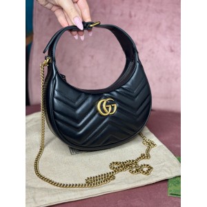 gucci marmont half moon 21x11x5 black leather Shoes