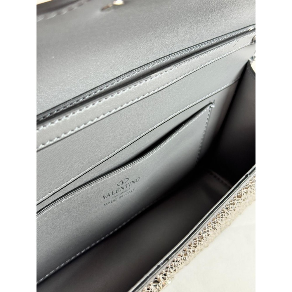 Valentino loco shoulder bag grey crystals 27x13x6cm Bags