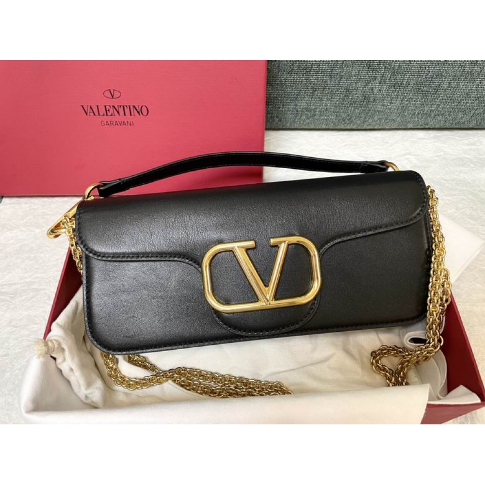 Valentino loco shoulder bag 27x13 black leather 100% Bags