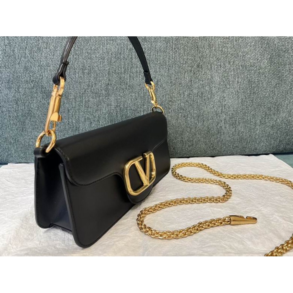 Valentino loco shoulder bag 27x13 black leather 100% Bags
