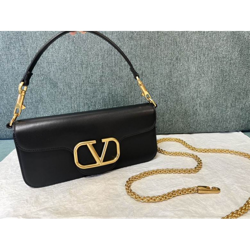 Valentino loco shoulder bag 27x13 black leather 100% Bags