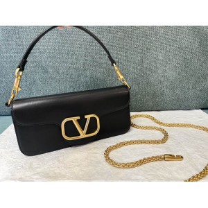 Valentino loco shoulder bag 27x13 black leather 100% Bags