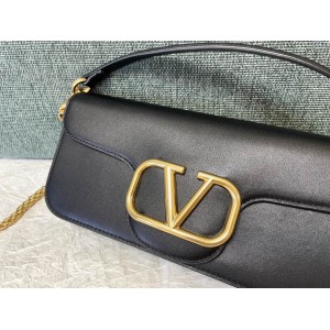 Valentino loco shoulder bag 27x13 black leather 100% Bags
