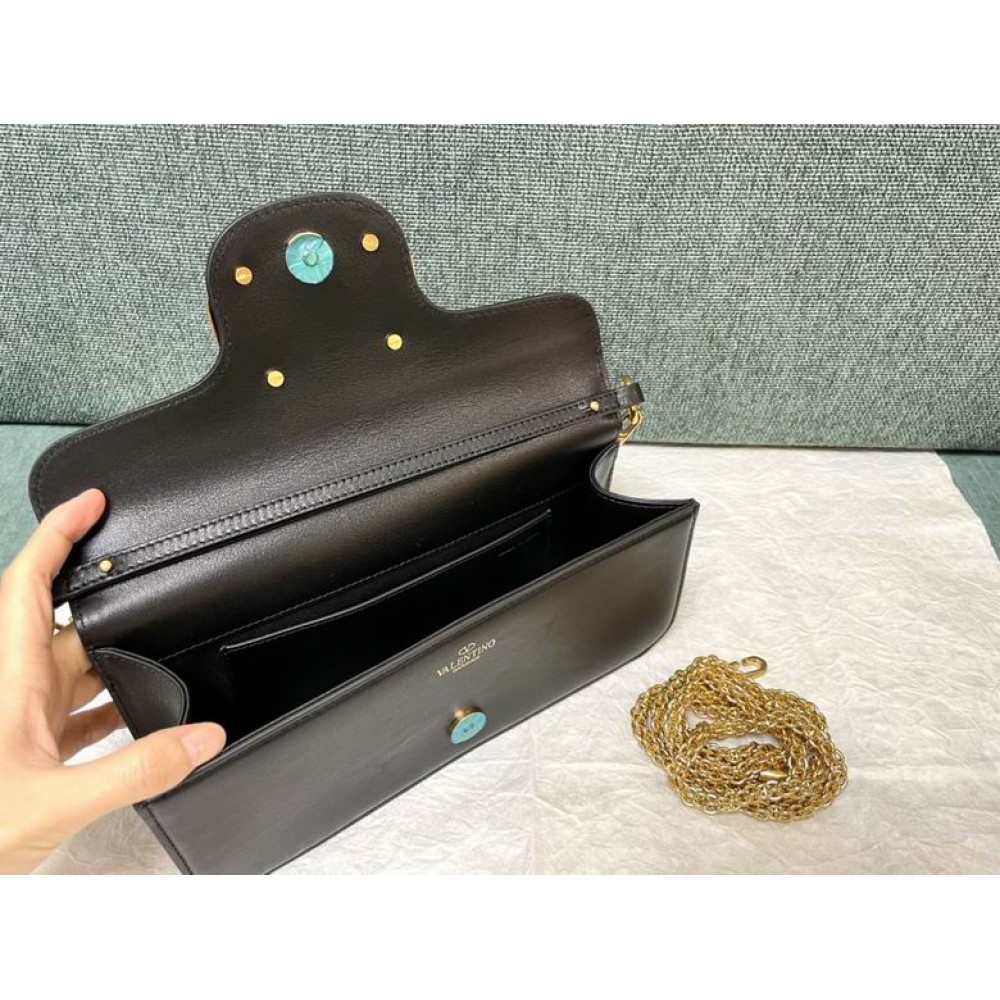 Valentino loco shoulder bag 27x13 black leather 100% Bags