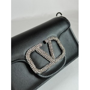 Valentino loco shoulder bag leather crystals black 20x11cm Bags