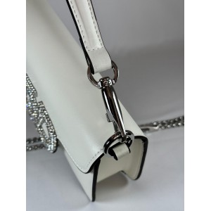 Valentino loco shoulder bag leather crystals white 20x11cm Bags