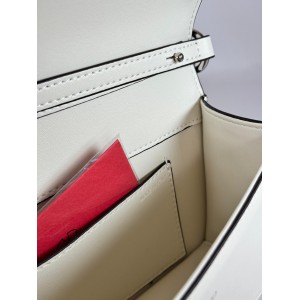 Valentino loco shoulder bag leather crystals white 20x11cm Bags