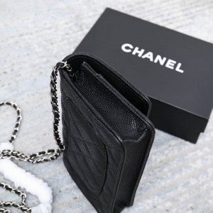 Chanel classic flap leather grained 19x12cm black silver chain Bags