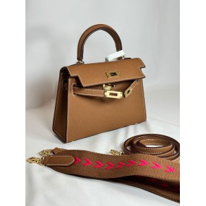 Hermes kelly bag 19cm brown leather 100% Bags
