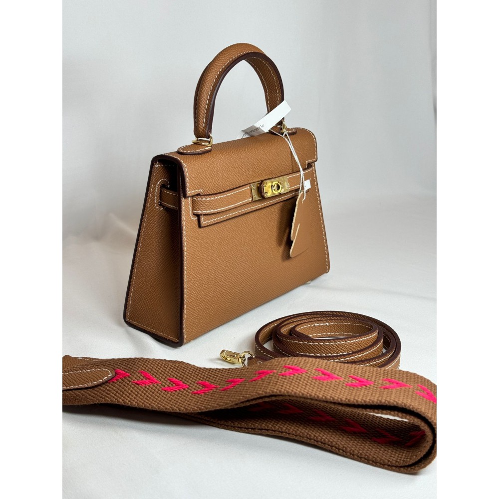 Hermes kelly bag 19cm brown leather 100% Bags