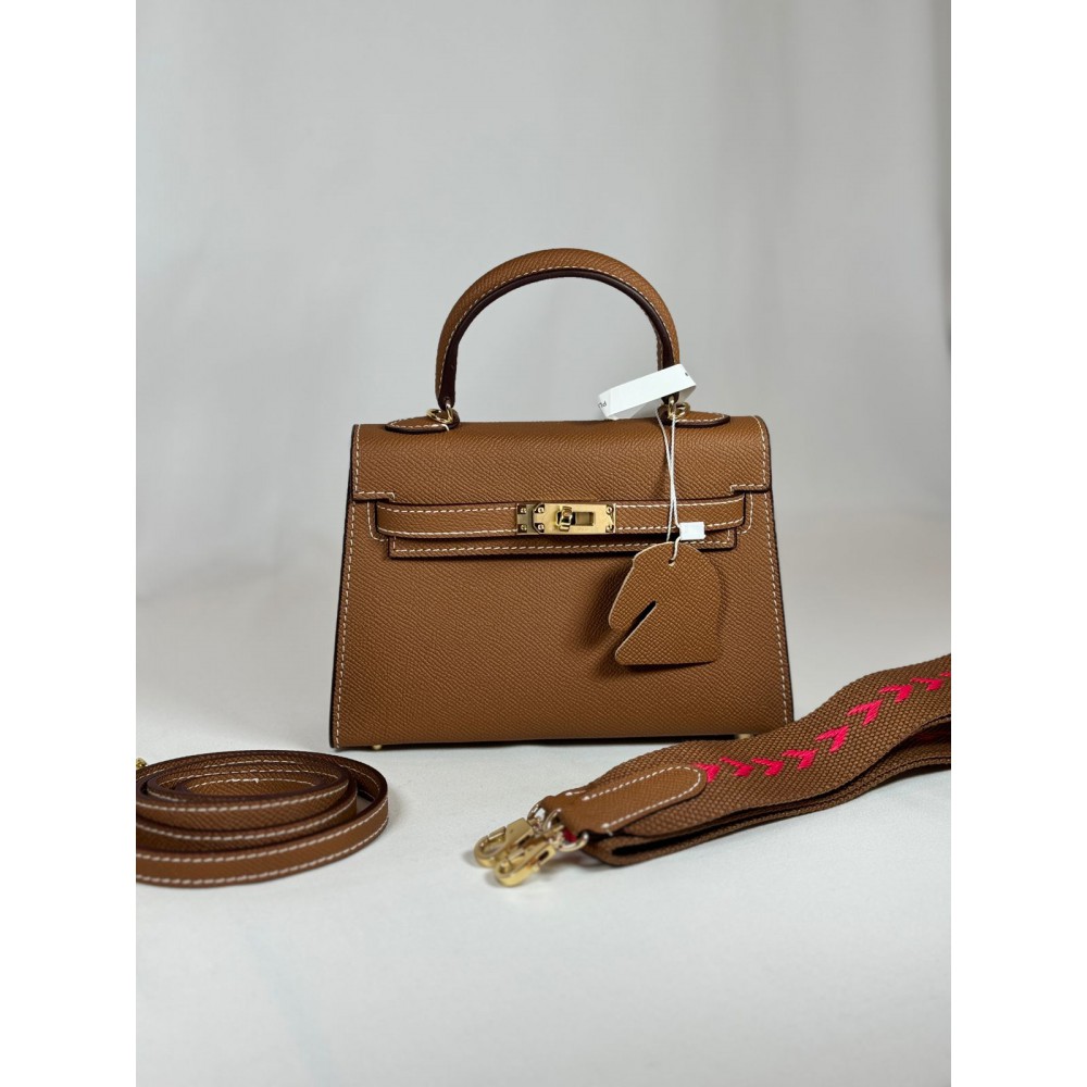 Hermes kelly bag 19cm brown leather 100% Bags