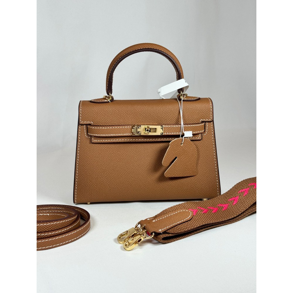 Hermes kelly bag 19cm brown leather 100% Bags