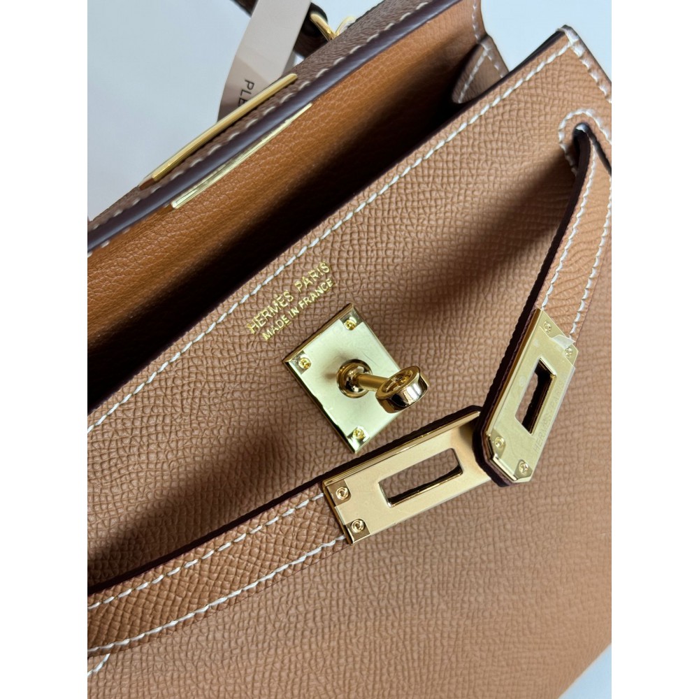 Hermes kelly bag 19cm brown leather 100% Bags