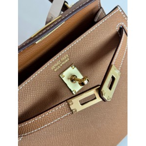 Hermes kelly bag 19cm brown leather 100% Bags