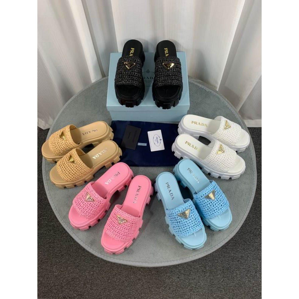 Prada raffia slides 36-42 Shoes
