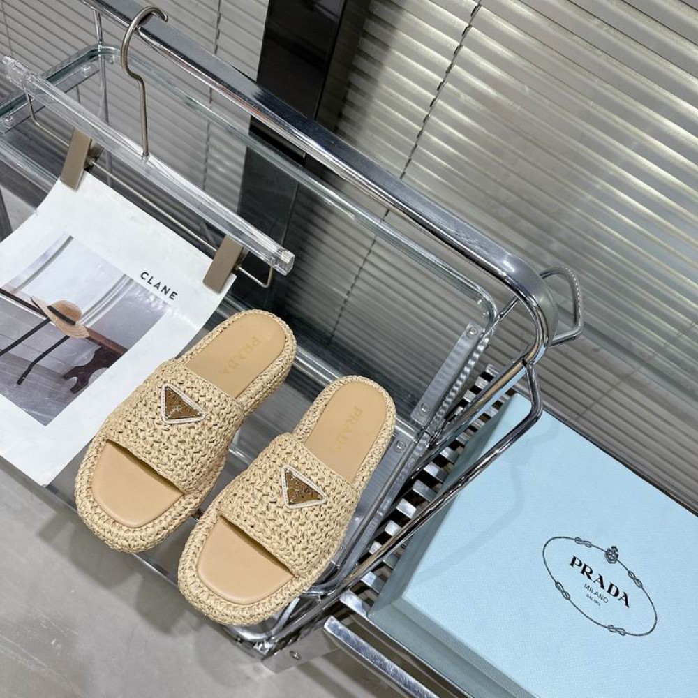 Prada raffia slides 36-42 Shoes
