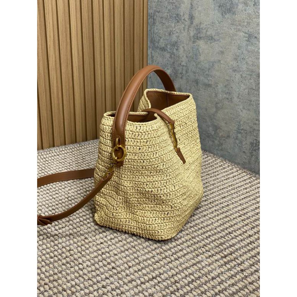Ysl LE 37 IN WOVEN RAFFIA-TANNED LEATHER 20x25x16cm Bags
