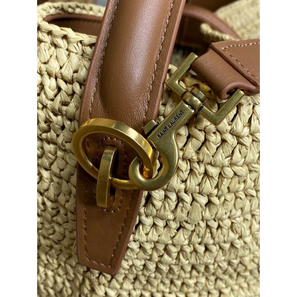 Ysl LE 37 IN WOVEN RAFFIA-TANNED LEATHER 20x25x16cm Bags