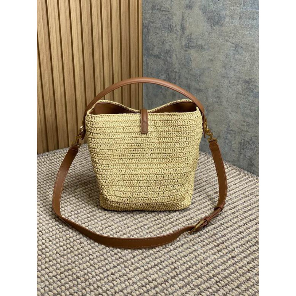 Ysl LE 37 IN WOVEN RAFFIA-TANNED LEATHER 20x25x16cm Bags