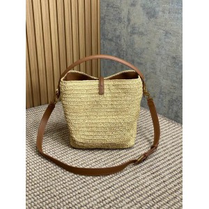 Ysl LE 37 IN WOVEN RAFFIA-TANNED LEATHER 20x25x16cm Bags