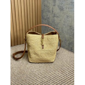 Ysl LE 37 IN WOVEN RAFFIA-TANNED LEATHER 20x25x16cm Bags