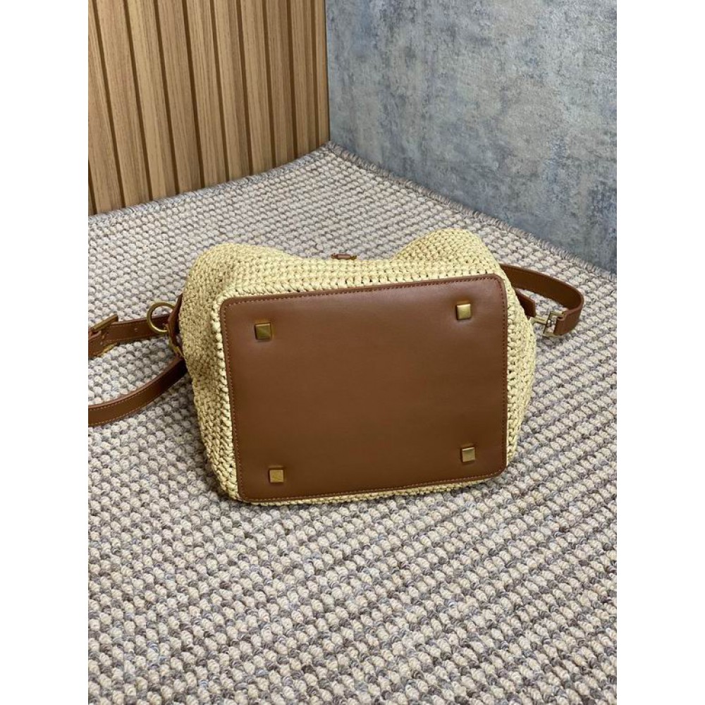 Ysl LE 37 IN WOVEN RAFFIA-TANNED LEATHER 20x25x16cm Bags