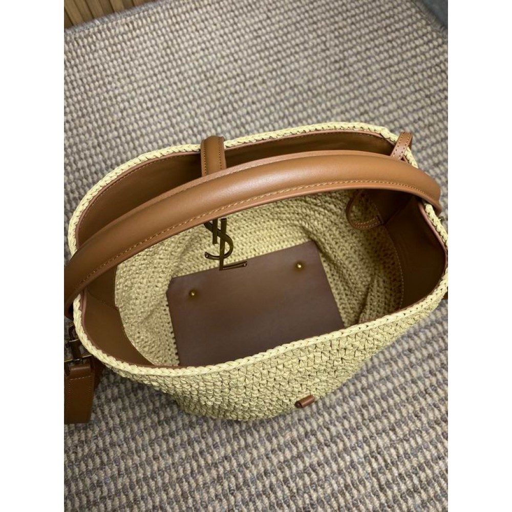Ysl LE 37 IN WOVEN RAFFIA-TANNED LEATHER 20x25x16cm Bags