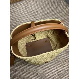 Ysl LE 37 IN WOVEN RAFFIA-TANNED LEATHER 20x25x16cm Bags