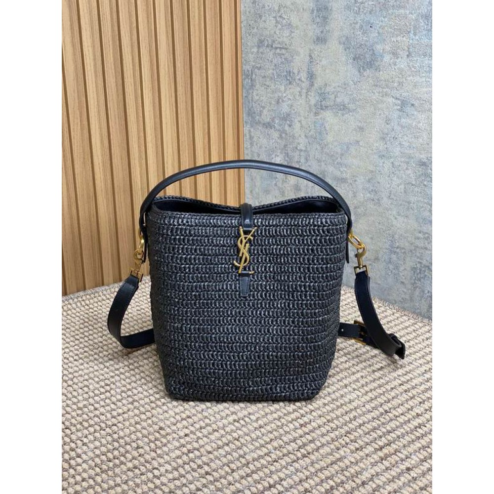 Ysl LE 37 IN WOVEN RAFFIA-TANNED LEATHER 20x25x16cm Bags