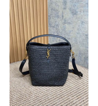 Ysl LE 37 IN WOVEN RAFFIA-TANNED LEATHER 20x25x16cm