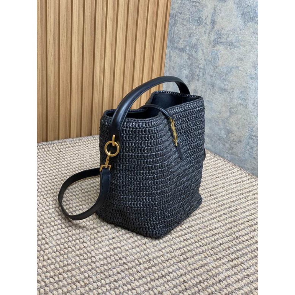 Ysl LE 37 IN WOVEN RAFFIA-TANNED LEATHER 20x25x16cm Bags