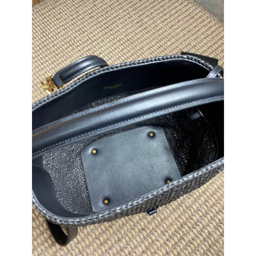 Ysl LE 37 IN WOVEN RAFFIA-TANNED LEATHER 20x25x16cm Bags