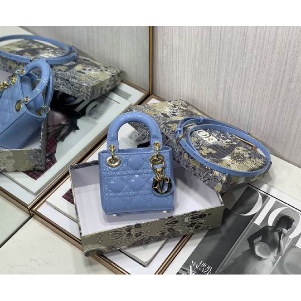 Dior Micro Lady Bag 12 x 10.2 x 5 cm pattent cannage leather Bags