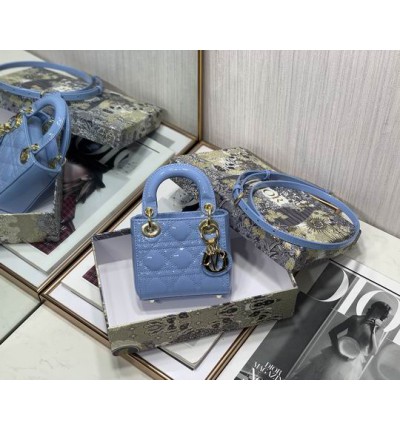 Dior Micro Lady Bag 12 x 10.2 x 5 cm pattent cannage leather