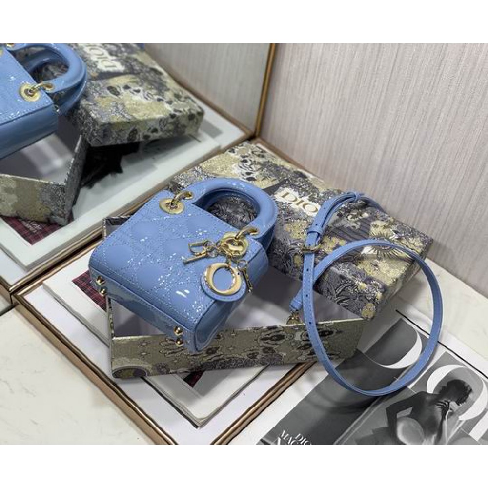 Dior Micro Lady Bag 12 x 10.2 x 5 cm pattent cannage leather Bags