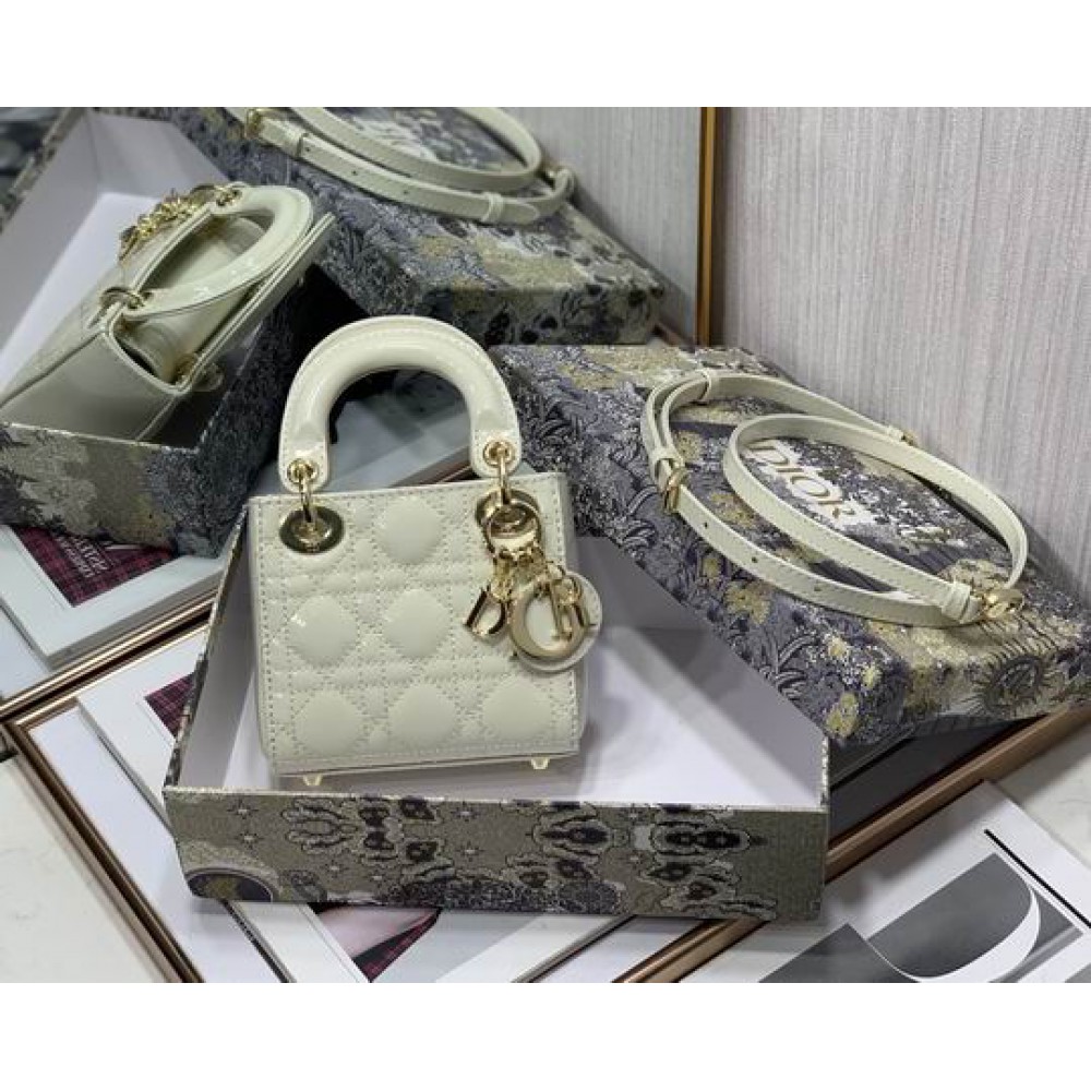 Dior Micro Lady Bag 12 x 10.2 x 5 cm pattent cannage leather Bags