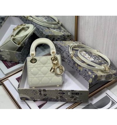 Dior Micro Lady Bag 12 x 10.2 x 5 cm pattent cannage leather
