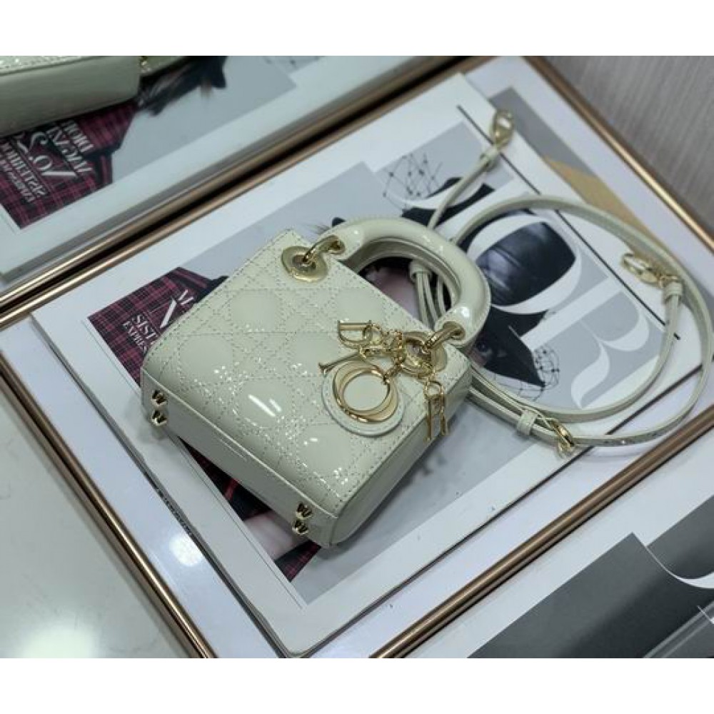 Dior Micro Lady Bag 12 x 10.2 x 5 cm pattent cannage leather Bags